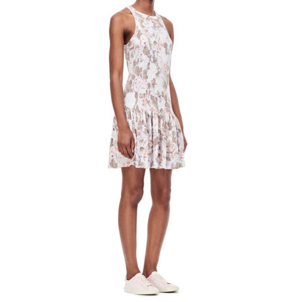 Rebecca Taylor Penelope Jersey Soft Linen Floral Drop Waist Dress Size Small
